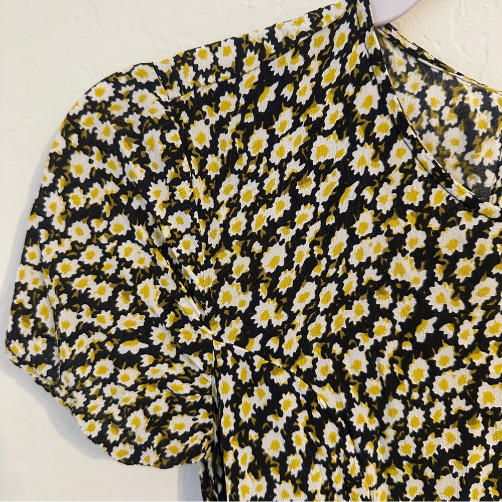 RVCA Black Floral Short Sleeve Backless Midi Dress Size XS - Picture 2 of 7